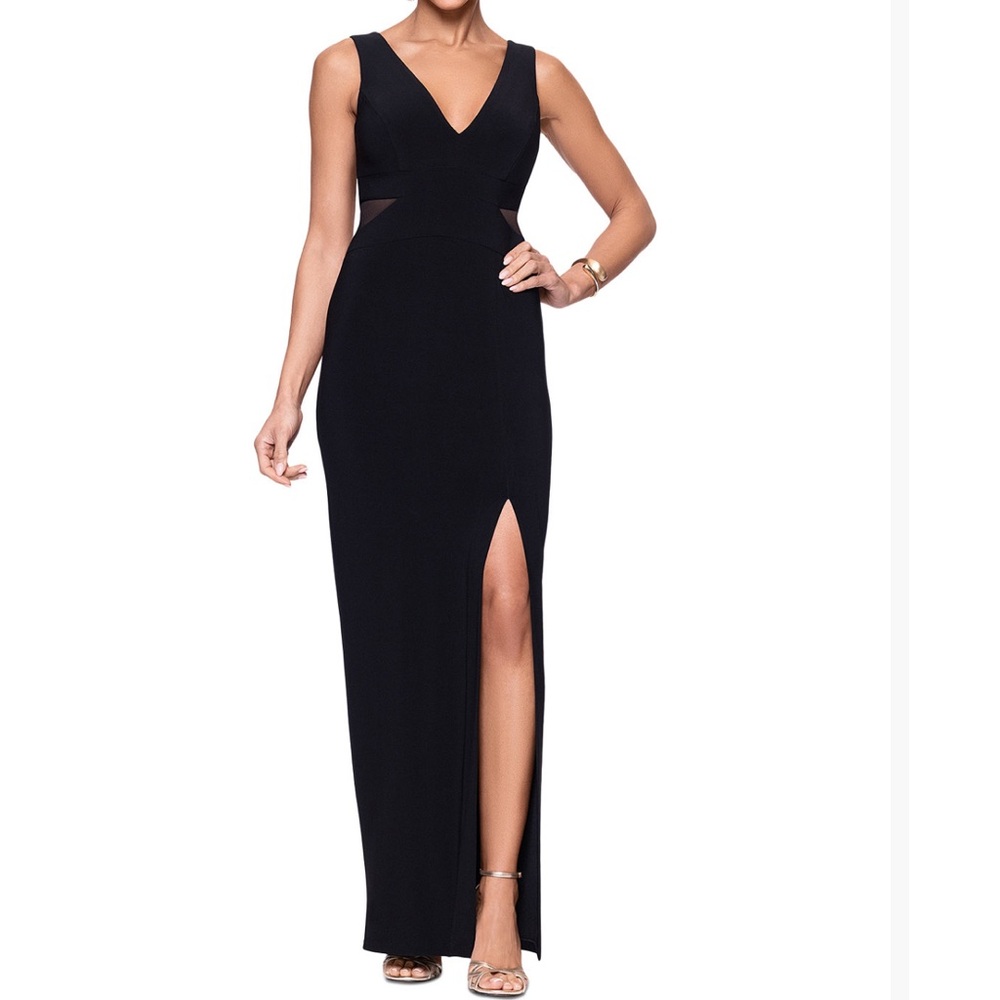 Xscape One Shoulder Black Dress